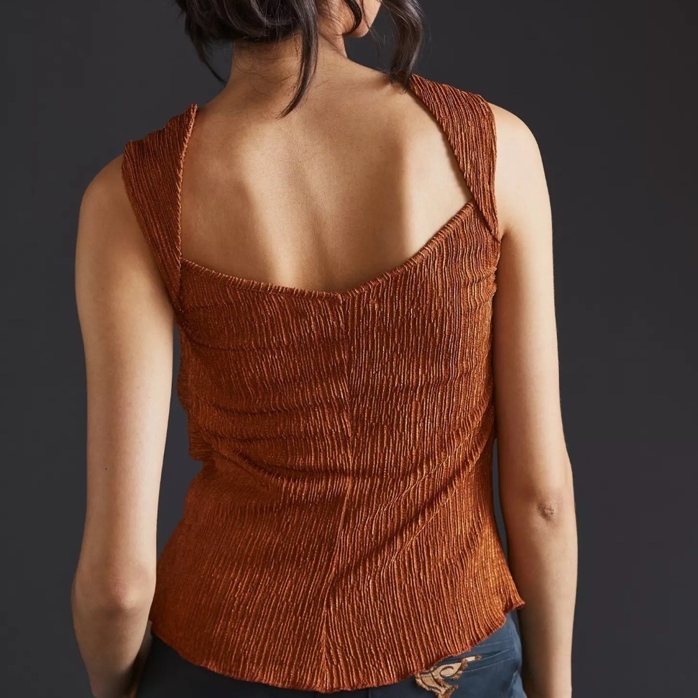 NWT Anthropologie Sunday In Brooklyn Shimmer Twist-Front Tank Top NEW Size XS - Picture 3 of 3